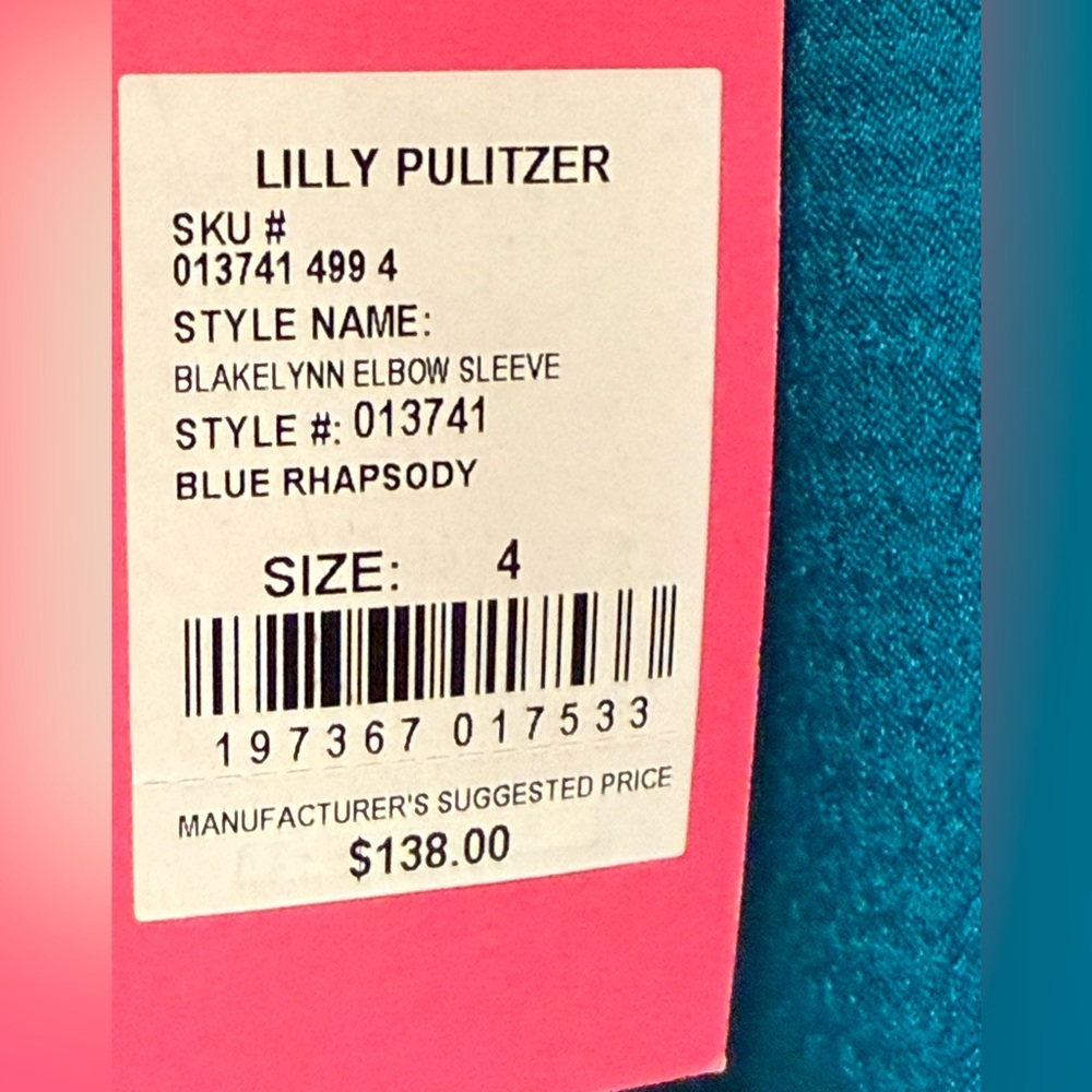 Lilly Pulitzer NWT Size 4 Elegant Blakelynn Blue Rhapsody Elbow Sleeve Top (516) - Picture 10 of 14